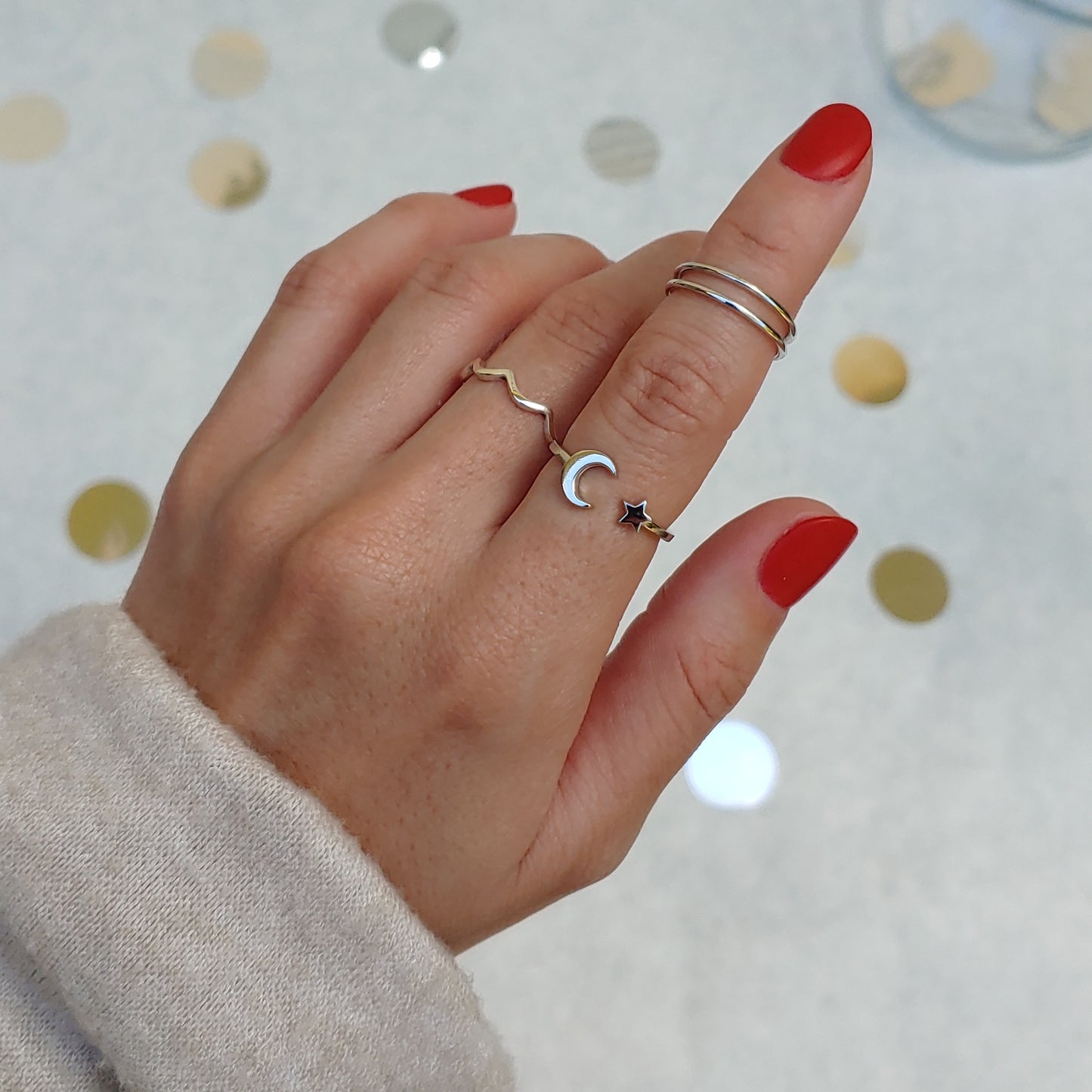 Moon & Star Ring